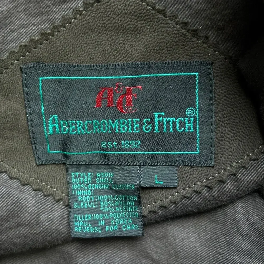 Vintage Abercrombie & Fitch Leather Bomber Jacket Size L Brown Flight
